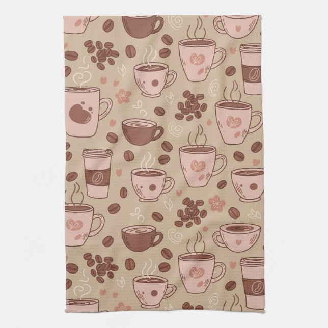 Paño De Cocina Patrón de taza de café acogedor (7) (Vertical)