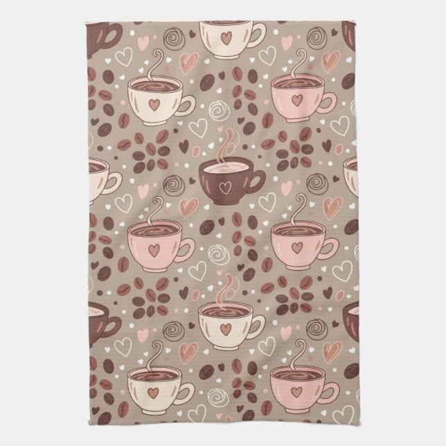 Paño De Cocina Patrón de taza de café acogedor (8) (Vertical)