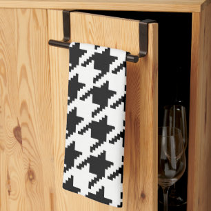 Paño De Cocina Patrón de tejido clásico blanco negro de hongos