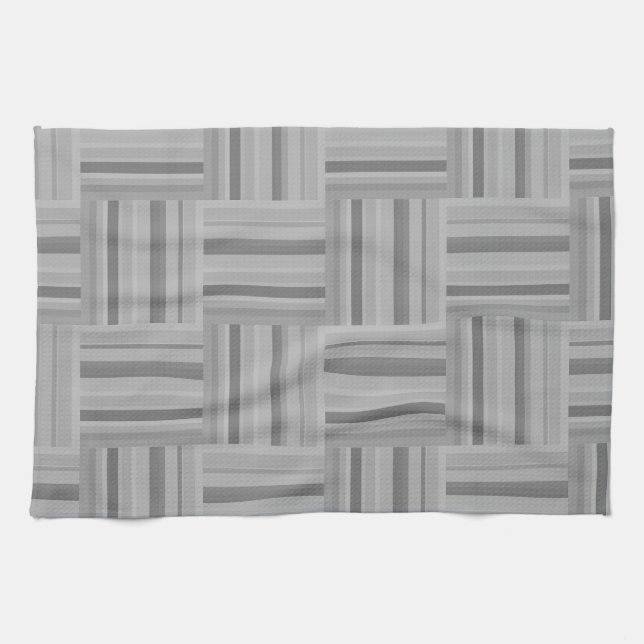 Paño De Cocina Patrón de tejido de rayas grises (Horizontal)