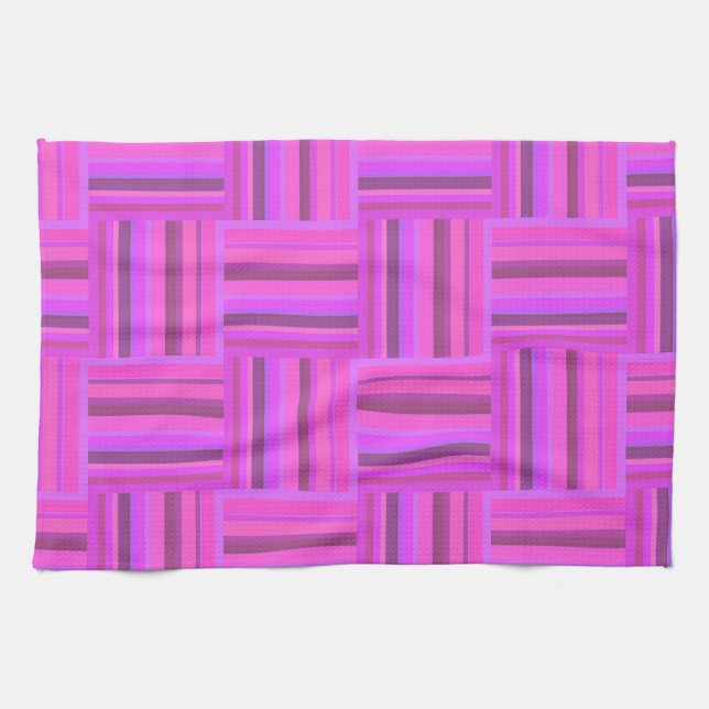 Paño De Cocina Patrón de tejido de rayas rosas (Horizontal)