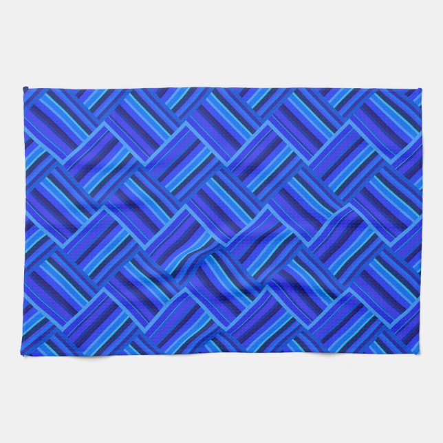 Paño De Cocina Patrón de tejido diagonal de franjas azules (Horizontal)