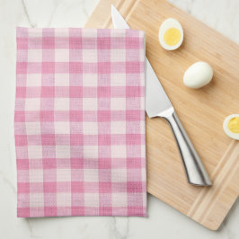 Paño De Cocina Patrón de tela de cuadros rosa bebé