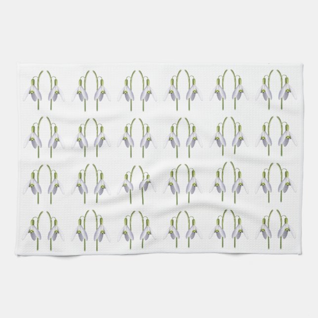 Paño De Cocina Patrón de tela de Snowdrop. (Horizontal)
