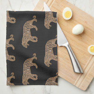 Paño De Cocina Patrón de tigre de Purpurina negro de oro de moda