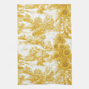 Paño De Cocina Patrón de Toile de Girasol Country Francés Dorado
