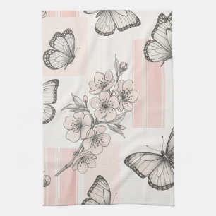 Paño De Cocina Patrón de toile de mariposa botánica vintage (9)