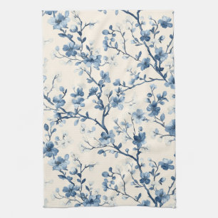 Paño De Cocina Patrón de toile floral vintage azul (4)