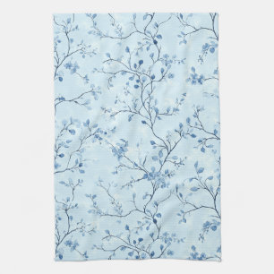 Paño De Cocina Patrón de toile floral vintage azul (7)
