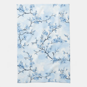 Paño De Cocina Patrón de toile floral vintage azul (8)
