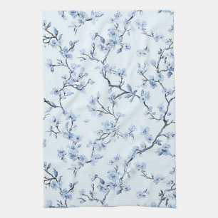 Paño De Cocina Patrón de toile floral vintage azul (9)