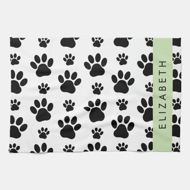 Paño De Cocina Patrón de traza, garras de perro, negro y blanco,  (Horizontal)
