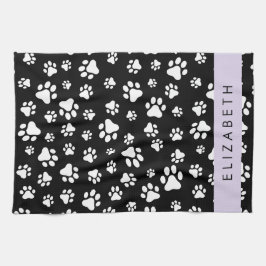 Paño De Cocina Patrón de traza, garras de perro, negro y blanco,
