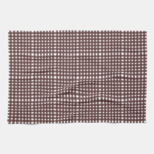 Paño De Cocina Patrón de trenzas de Gingham blanco marrón