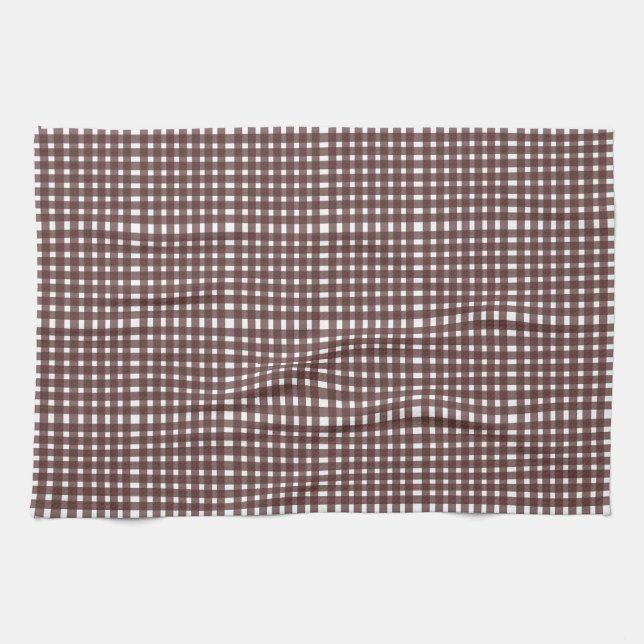 Paño De Cocina Patrón de trenzas de Gingham blanco marrón (Horizontal)