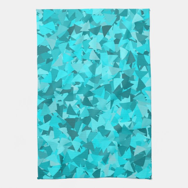 Paño De Cocina Patrón de triángulo azul turquesa (Vertical)