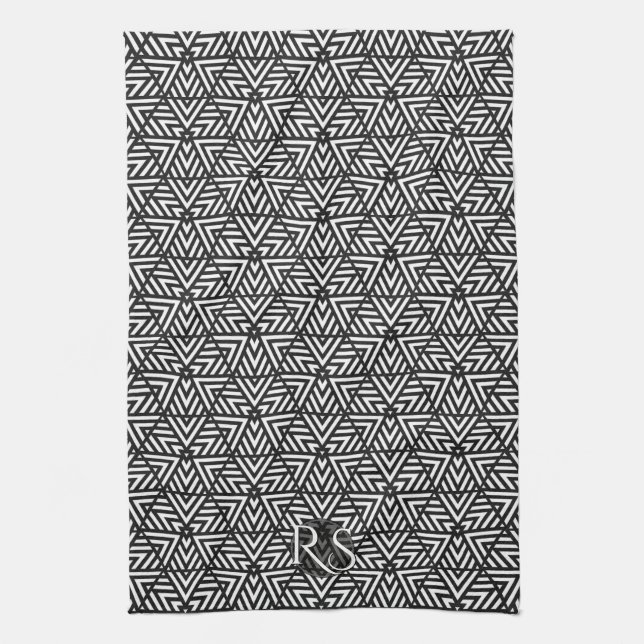 Paño De Cocina Patrón de triángulo blanco y negro: Cocina monográ (Vertical)