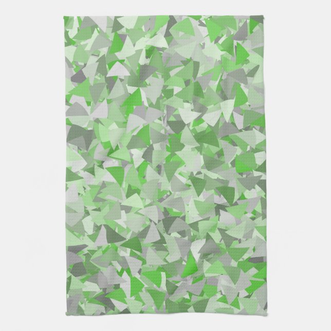 Paño De Cocina Patrón de triángulo gris verde (Vertical)