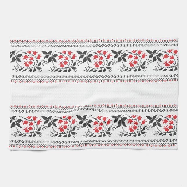 Paño De Cocina Patrón de tulipanes rojos (Horizontal)