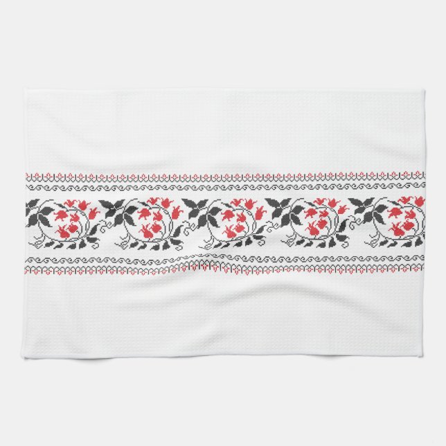 Paño De Cocina Patrón de tulipanes rojos (Horizontal)