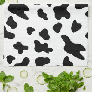 Paño De Cocina Patrón de vaca moderno y hermoso en blanco y negro