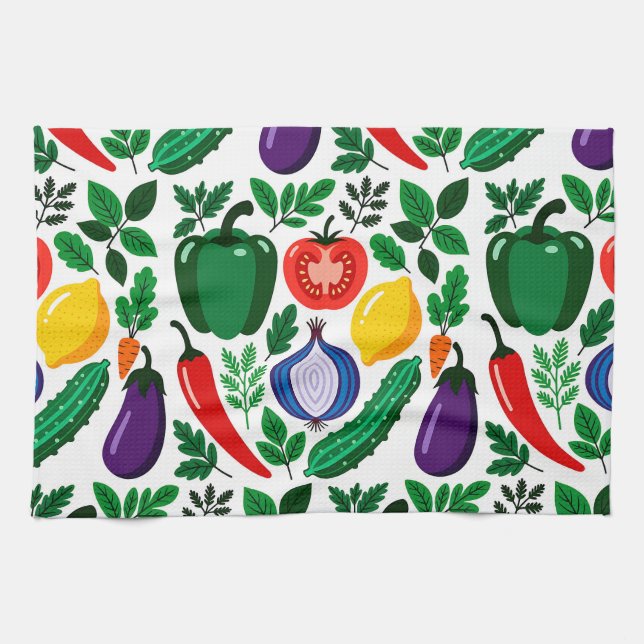 Paño De Cocina patrón de vegetales (Horizontal)