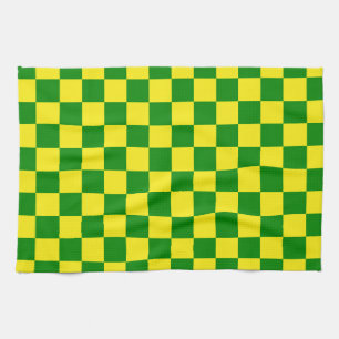 Paño De Cocina Patrón de verificación verde amarillo