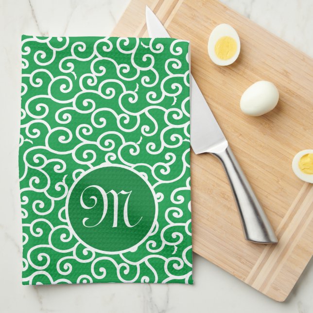 Paño De Cocina Patrón de vino espiral arábigo de Karakusa japonés (Doblado Cuarto)