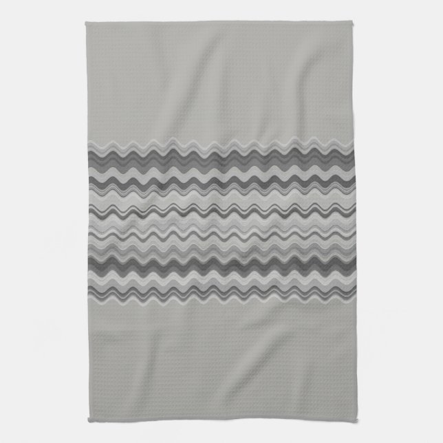 Paño De Cocina Patrón de zigzag de ondas grises (Vertical)