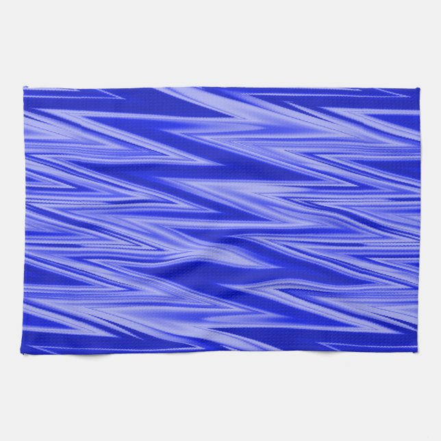 Paño De Cocina Patrón de zigzag en tonos de azul (Horizontal)