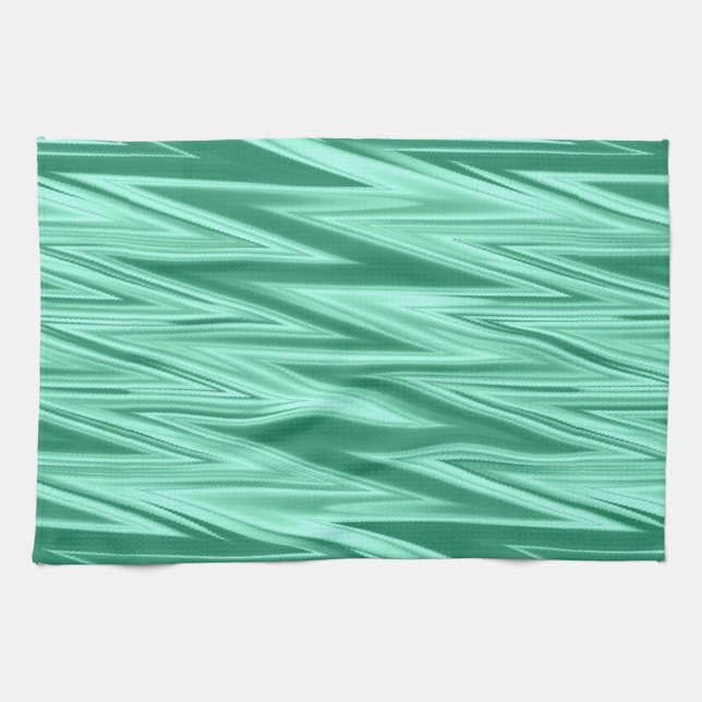 Paño De Cocina Patrón de zigzag en tonos de verde (Horizontal)
