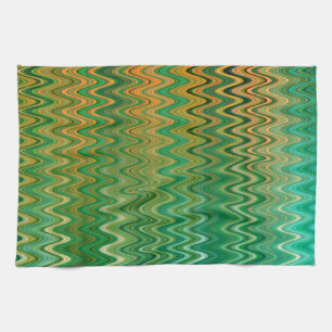 Paño De Cocina Patrón de zigzag naranja verde colorido
