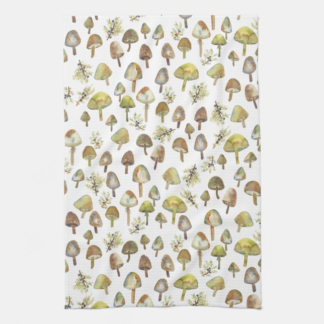 Paño De Cocina Patrón del bosque acuático de los hongos mágicos (Vertical)