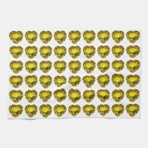 Paño De Cocina Patrón del corazón amarillo