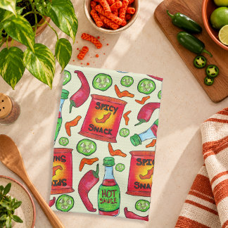 Paño De Cocina Patrón Divertido de Comida Picante