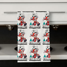 Paño De Cocina Patrón divertido de Papá Noel Humorística Navidad