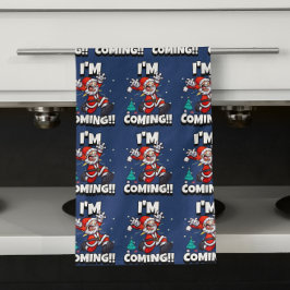 Paño De Cocina Patrón divertido de Papá Noel Humorístico Navidad