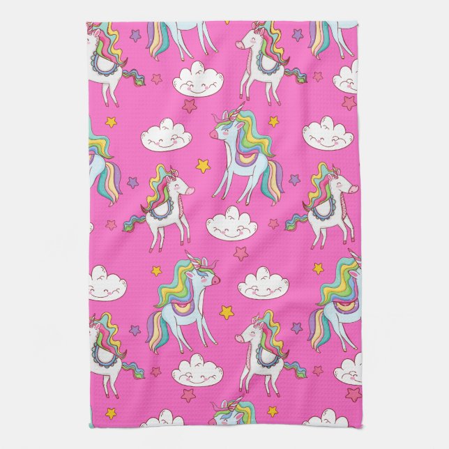 Paño De Cocina Patrón divertido de unicornio (Vertical)