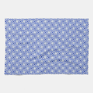 Paño De Cocina Patrón egipcio de tejas, azul blanco y cobalto