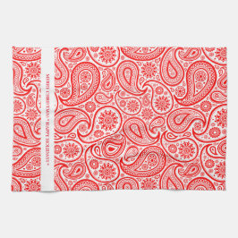 Paño De Cocina Patrón elegante de paisajes rojos y blancos