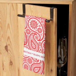 Paño De Cocina Patrón elegante de paisajes rojos y blancos