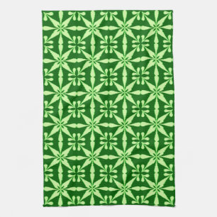 Paño De Cocina Patrón Estrella Ikat, Lime y Verde Oscuro