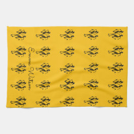 Paño De Cocina Patrón étnico, arte africano, Naranja de danza del