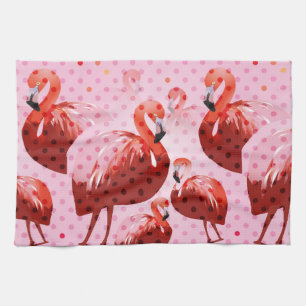 Paño De Cocina Patrón Flamingo de color de agua
