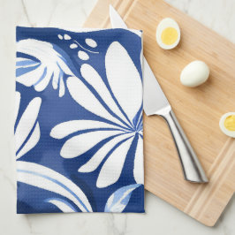 Paño De Cocina Patrón Floral Acuarela Botánica Azul