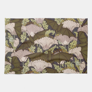 Paño De Cocina Patrón Floral Art Nouveau Antiguo de Murciélago y