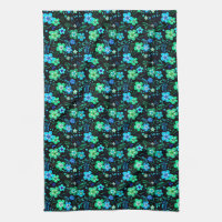 Patrón floral azul y verde azulado