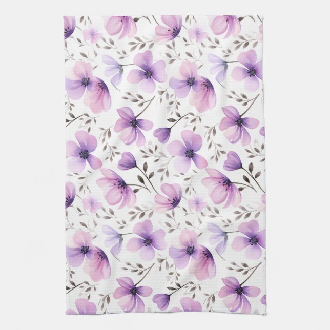 Paño De Cocina Patrón floral botánico acuarela (Vertical)