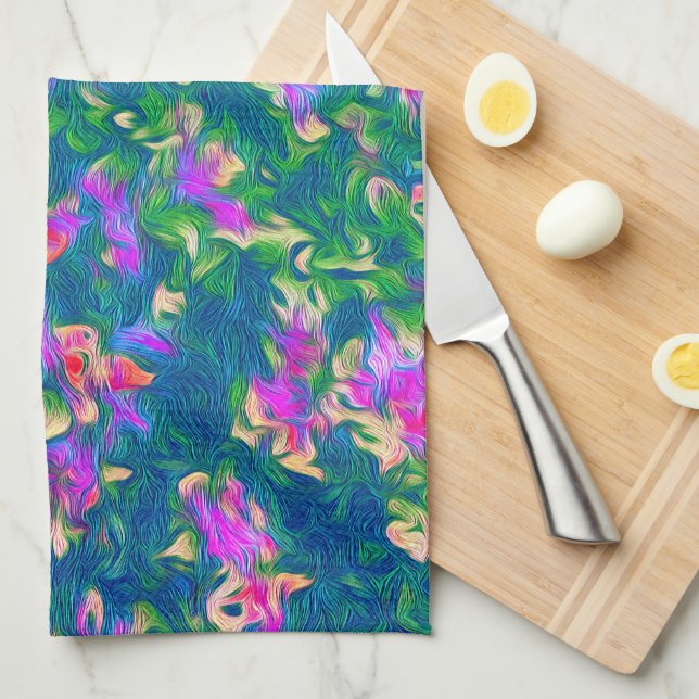 Paño De Cocina Patrón floral brillante multicolor (Doblado Cuarto)