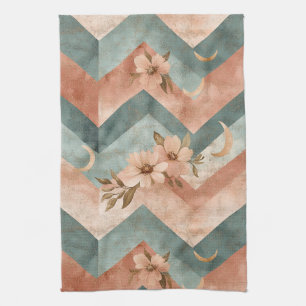 Paño De Cocina Patrón Floral Chevron de Luna Rústica (10)